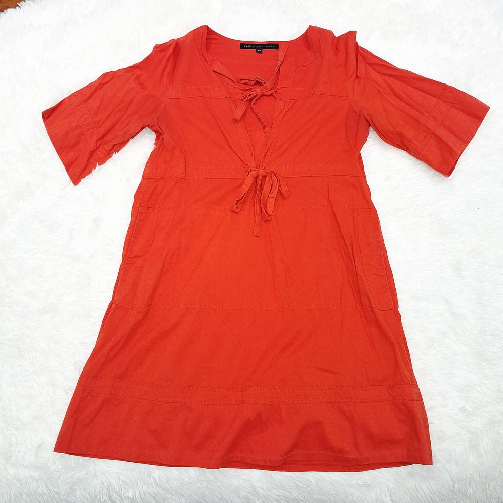 Marc By Marc Jacobs Orange Tie-Front Dress Cotton with Pockets Size  XS